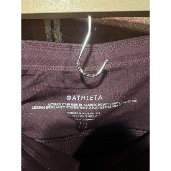 Athleta Womens Maroon Croppped Fleece Lined Leggings Size Small Tall - Picture 3 of 3